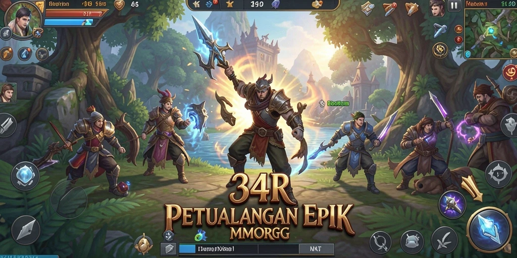 Screenshot gameplay 34R yang menunjukkan aksi seru dalam MMORPG.