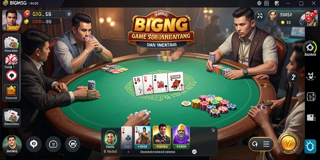 Tampilan permainan poker yang menarik dan penuh warna.