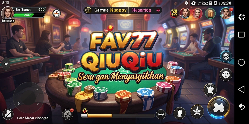 Screenshot utama FAV77 menampilkan serunya permainan QiuQiu dengan teman.