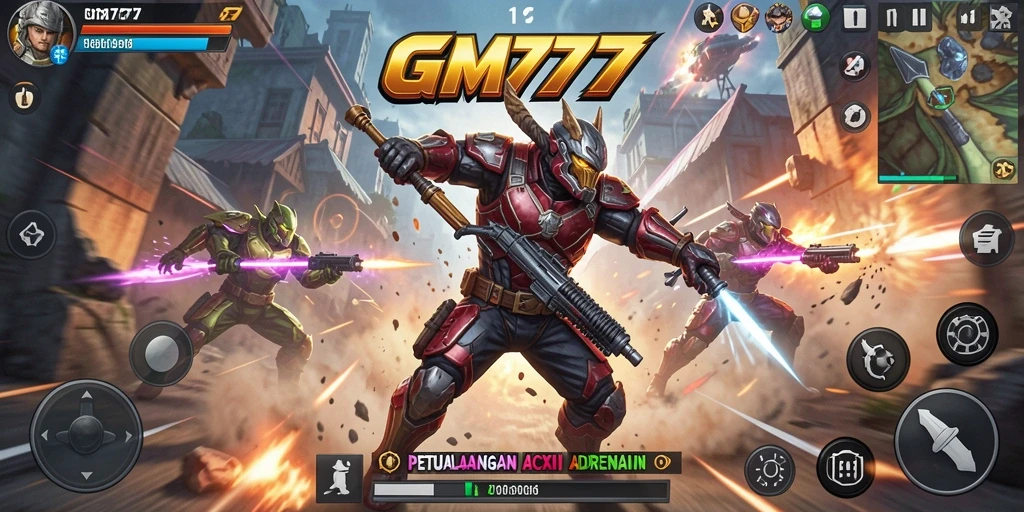 Tampilan gameplay GM777 yang menegangkan dalam pertempuran aksi.