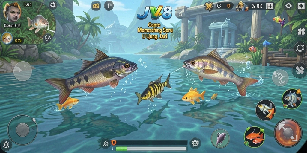 Gameplay JV88 menampilkan pengalaman memancing yang menawan.