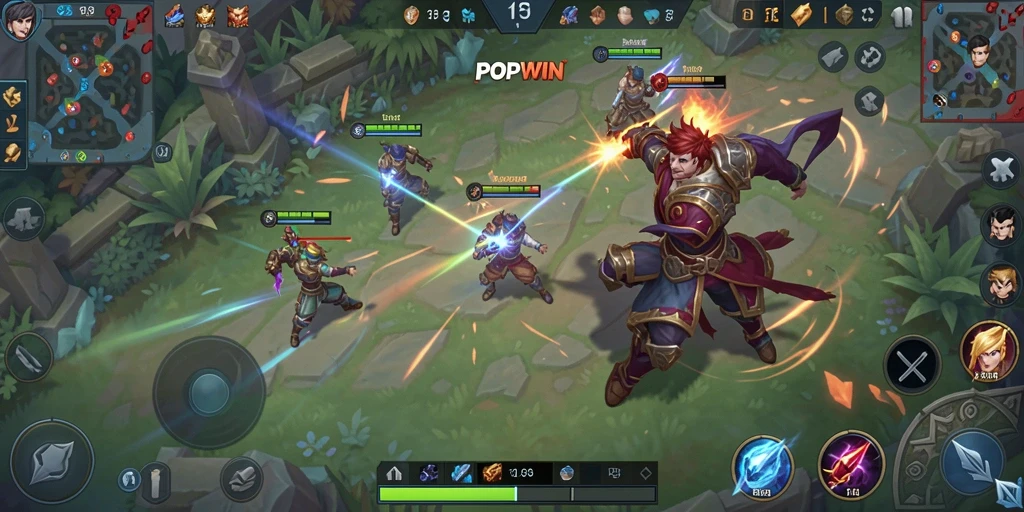 Tampilan intens gameplay di arena pertarungan POPWIN.