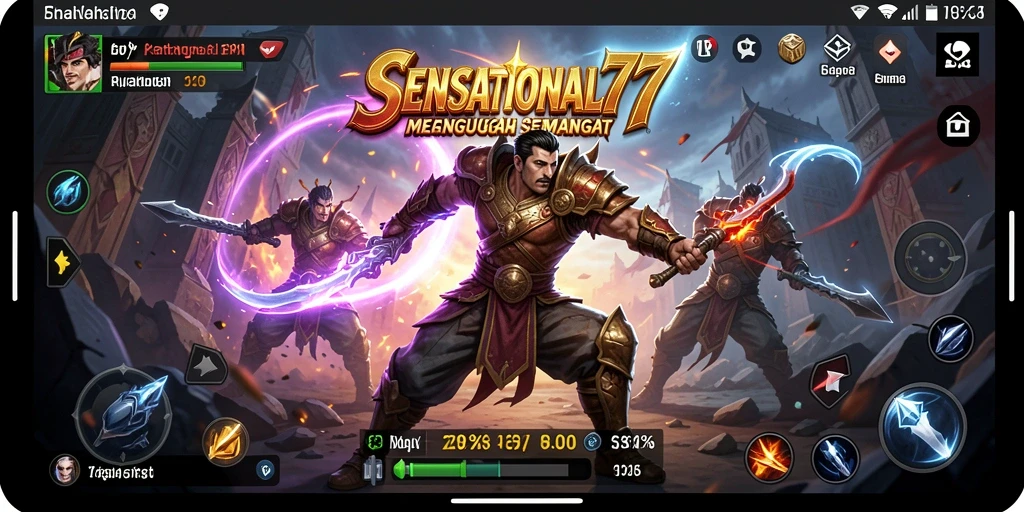 Gameplay SENSATIONAL77 menampilkan pertarungan mendebarkan dan karakter unik.