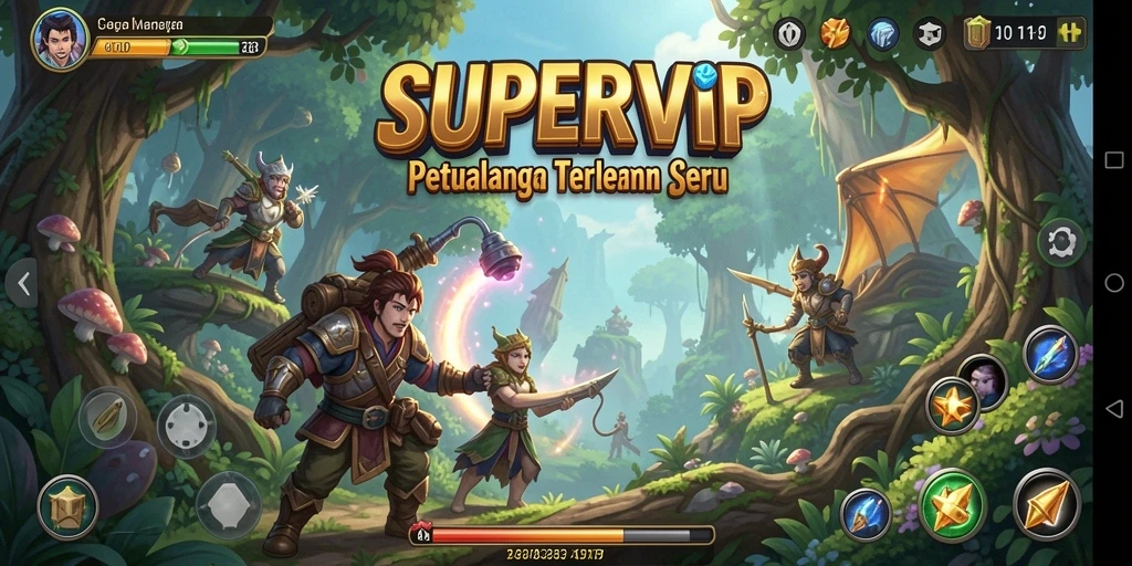 Gameplay seru SUPERVIP dengan aksi petualangan yang mendebarkan.